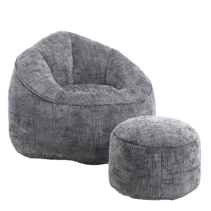 Sitzsack Sofa Stuhl für Erwachsene mit Fußstütze, Grau