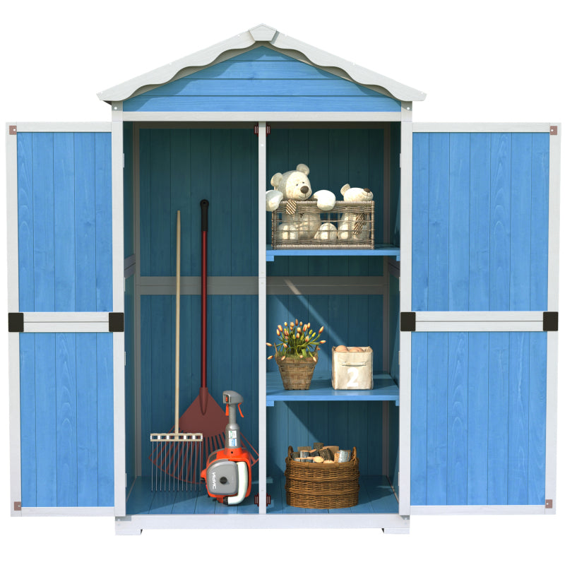 Outdoor Holz Gartenmöbel Aufbewahrungsschuppen, Werkzeughaus für Garten, Terrasse, verblassungsfrei, wetterfest, sicher und geschützt, wartungsfrei, umweltfreundlich, blau