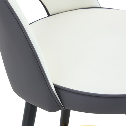 360° drehbarer Barstuhl. Moderne weiße und dunkelgraue Splice-Farbe, PU bequeme Padded Bar Stuhl, Eine Box von 2 Packungen.