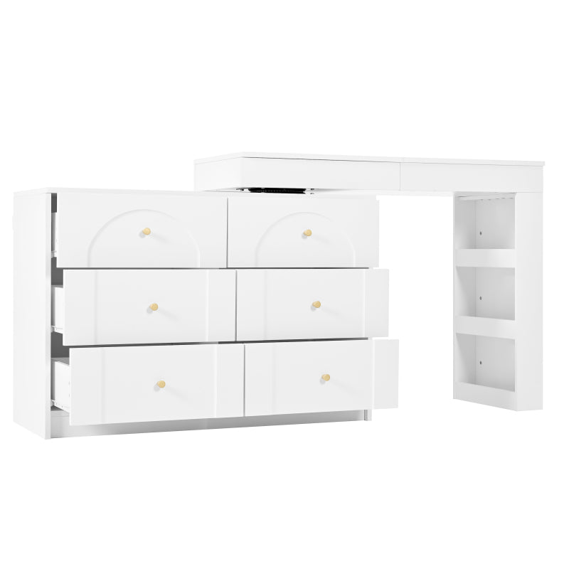 Drehbarer Schminktisch mit LED-Beleuchtung, weiß