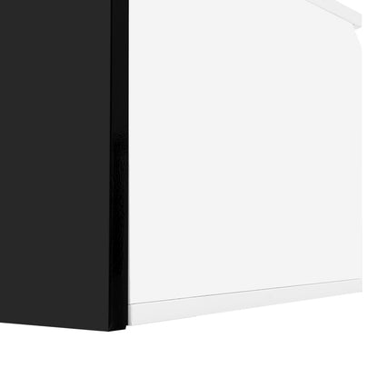 Schwarz-weißer TV-Schrank, 180 cm lang, Hochglanzoberfläche, mit 16-farbiger LED-Beleuchtung, wandmontierbar