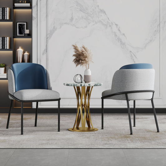 2 St Moderner Stuhl, Ideal für Wohnzimmer, Offene Bürofläche, Esszimmer, Grau+Marine