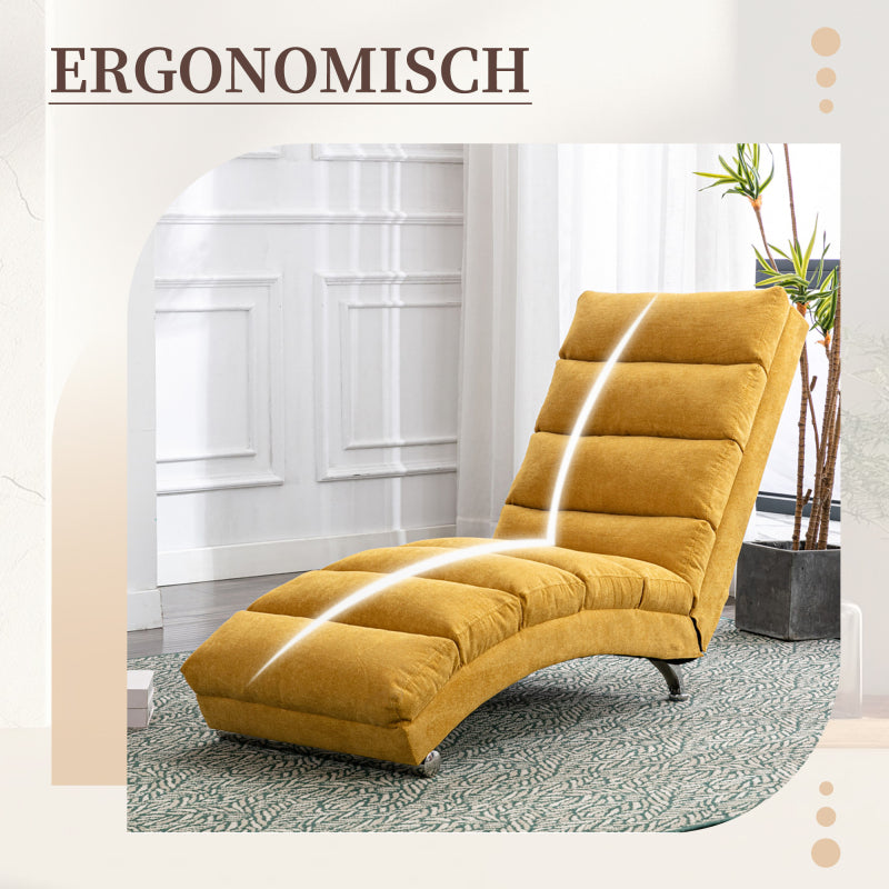 Sackleinen Massage Chaise Lounge Indoor mit Fernbedienung, Ergonomische elektrische Massage Long Lounger mit 5 Modi für Büro, Wohnzimmer, Schlafzimmer (Senfgelb)