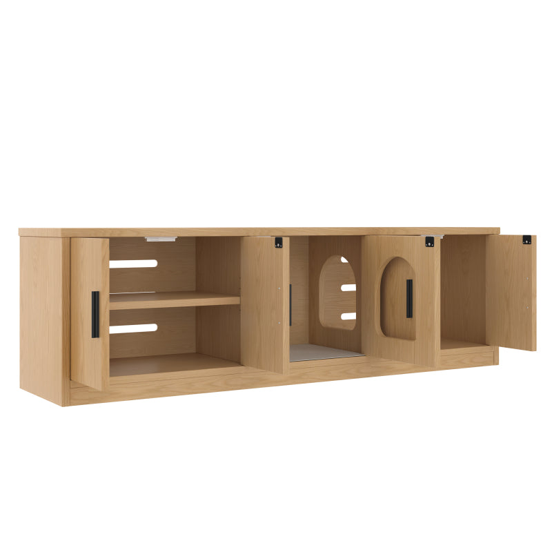 Versteckter Katzenschrank - Integrierter Kratzbaum und Belüftung, Tiermöbel für Flur und Eingangsbereich, 140 x 40 x 45,5 cm