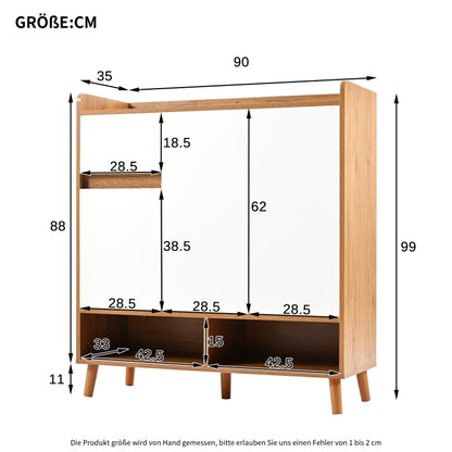 Schuhschrank mit verstellbaren Einlegeböden – Minimalistischer Home Organizer: H99 cm x B90 cm x T35 cm
