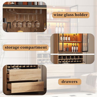 Badezimmerschrank,Spirituosenschrank,Vitrine Vitrinenschrank mit Glastüren und Beleuchtung 180 CM