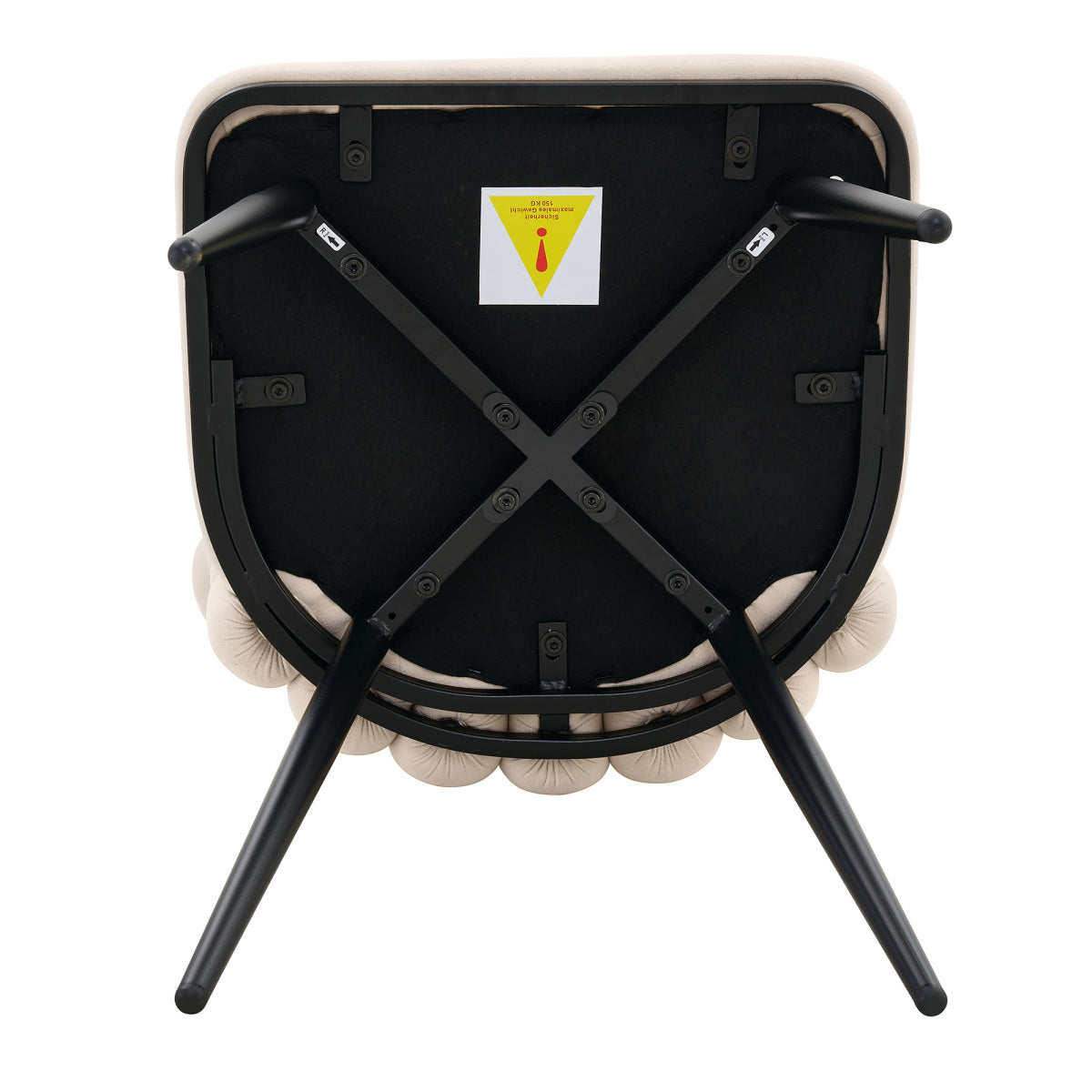 Esszimmerstuhl 2er Set Samt, Schwarz-Metallbeine, Modern Luxus, Cremeweiß