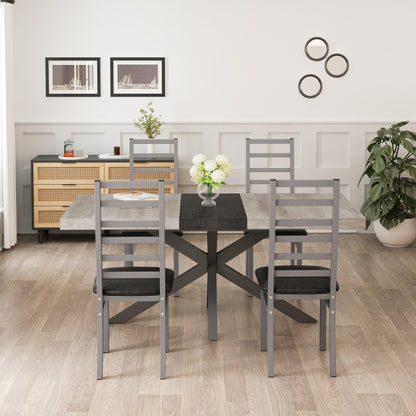 Metal Dining Chairs Set of 4, Steel Legs and PU Leather Seats, High Back Armless Dining Chairs, for Kitchen, Living Room, Grey