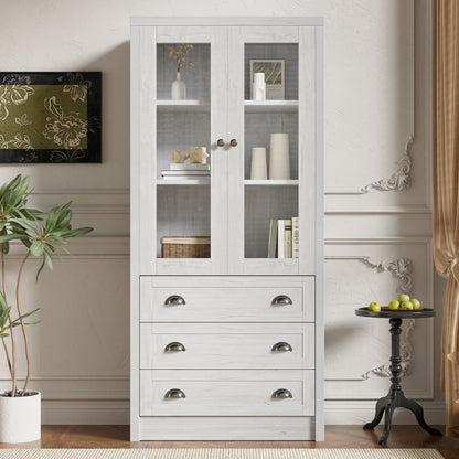 Moderner Highboard Schrank 80x34x171 cm, für Wohnzimmer, Büro & Flur