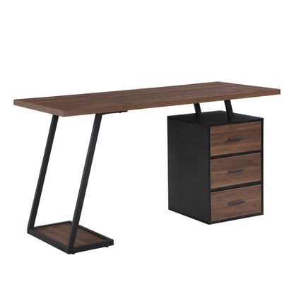 Bürotisch Arbeitstisch Ablage Basteltisch Industrial Schreibtisch 138.5cm mit 3 Schubladen