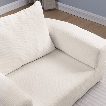 Modulares Sofa-Set Frottee (Terry Cloth), Sektionssofa Minimalistisch, Wohnzimmer Couchgarnitur, Umkehrbar, Beige