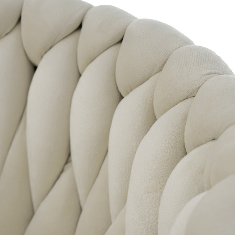 Samt-Esszimmerstuhl, 4er set, Freizeit-Drehstuhl mit vier Stützbeinen aus Metall, Beige