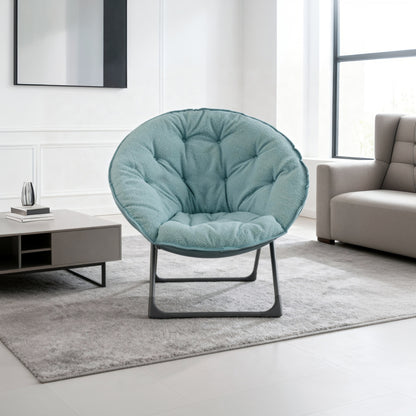 Klappbarer Moon Chair Schafwolle-Bezug, XXL, Traglast 110 kg, Platzsparend, Blue