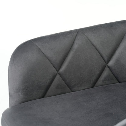 2er Set 360° Drehbarer Esszimmerstühle mit Rautenmuster,Gepolsterter Sessel mit 4 Metallbeinen,Moderner Lounge-Stuhl,Wohnzimmerstuhl   für Shlafzimmer,Arbeitzimmer,Lendenwirbelstütze,Samt,anthrazit