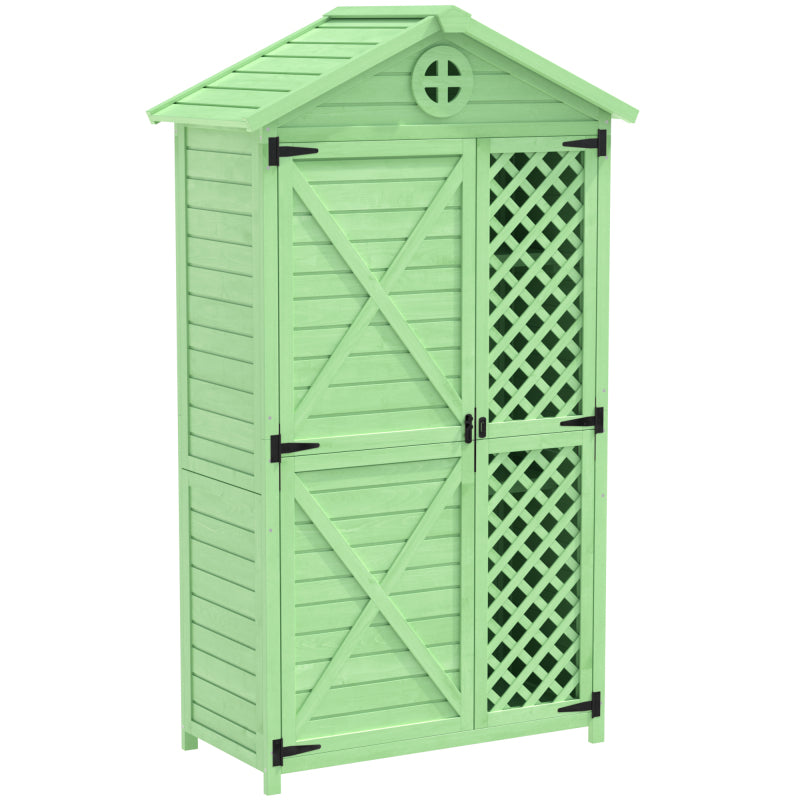 Outdoor Holz Gartenmöbel Aufbewahrungsschuppen, Werkzeughaus für Garten, Terrasse, verblassungsfrei, wetterfest, wartungsfrei, umweltfreundlich, sicher und geschützt, grün