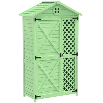 Outdoor Holz Gartenmöbel Aufbewahrungsschuppen, Werkzeughaus für Garten, Terrasse, verblassungsfrei, wetterfest, wartungsfrei, umweltfreundlich, sicher und geschützt, grün
