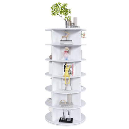 Drehbares Schuhregal 6 Etagen, 360°, Platzsparend, 24 Paar, Weiß, 138,5 cm