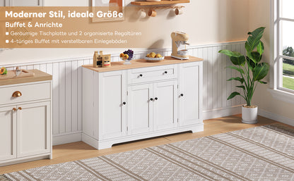 Multifunktionales Küchenbuffet – 138 cm Sideboard mit Schublade, Regaltüren & verstellbaren Einlegeböden – Modernes Design mit Kippschutz, ideal für Küche, Wohnzimmer & Schlafzimmer