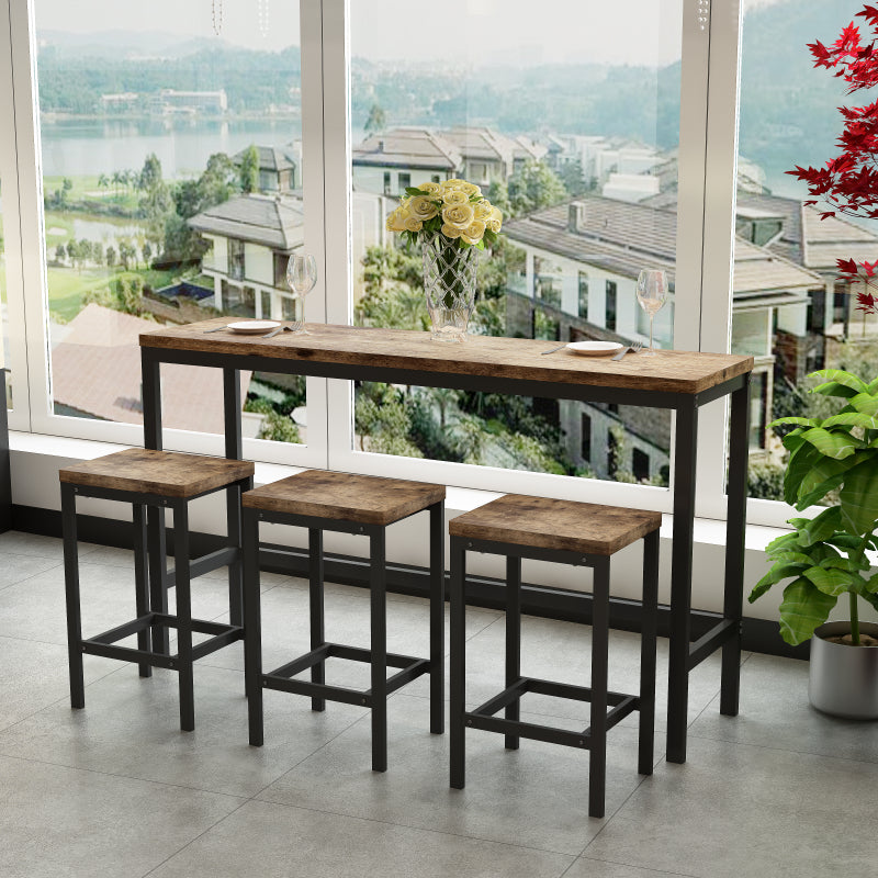 Modern Design Kitchen Dining Table, Pub Table, Long Dining Table Set with 3 Stools, Easy Assembly, Natural