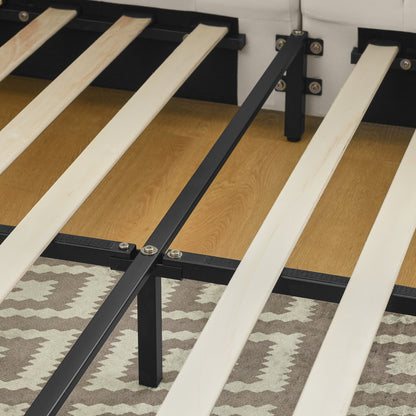 Doppelbett 140×200 cm aus Samt mit hoher Rückenlehne, stabiles Bettgestell aus Holz & Metall, ideal für Schlafzimmer & Gästezimmer, Beige (ohne Matratze)