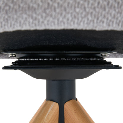 2er-Set Retro-Luxus-Drehstühle Esszimmerstühle aus Strukturstoff Grau mit Massivholzbeinen 360 Grad drehbar gepolstert mit Rückenlehne Höhe 81,5 cm