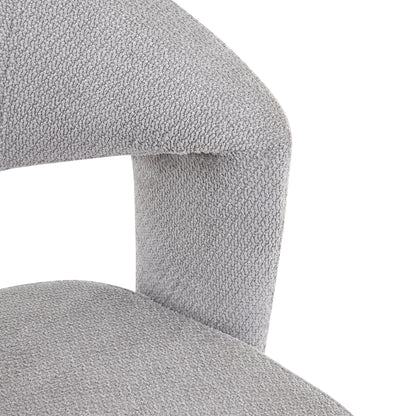 2er-Set Retro-Luxus-Drehstühle Esszimmerstühle aus Strukturstoff Grau mit Massivholzbeinen 360 Grad drehbar gepolstert mit Rückenlehne Höhe 81,5 cm