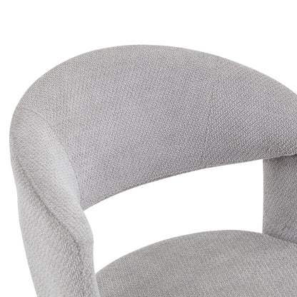 2er-Set Retro-Luxus-Drehstühle Esszimmerstühle aus Strukturstoff Grau mit Massivholzbeinen 360 Grad drehbar gepolstert mit Rückenlehne Höhe 81,5 cm