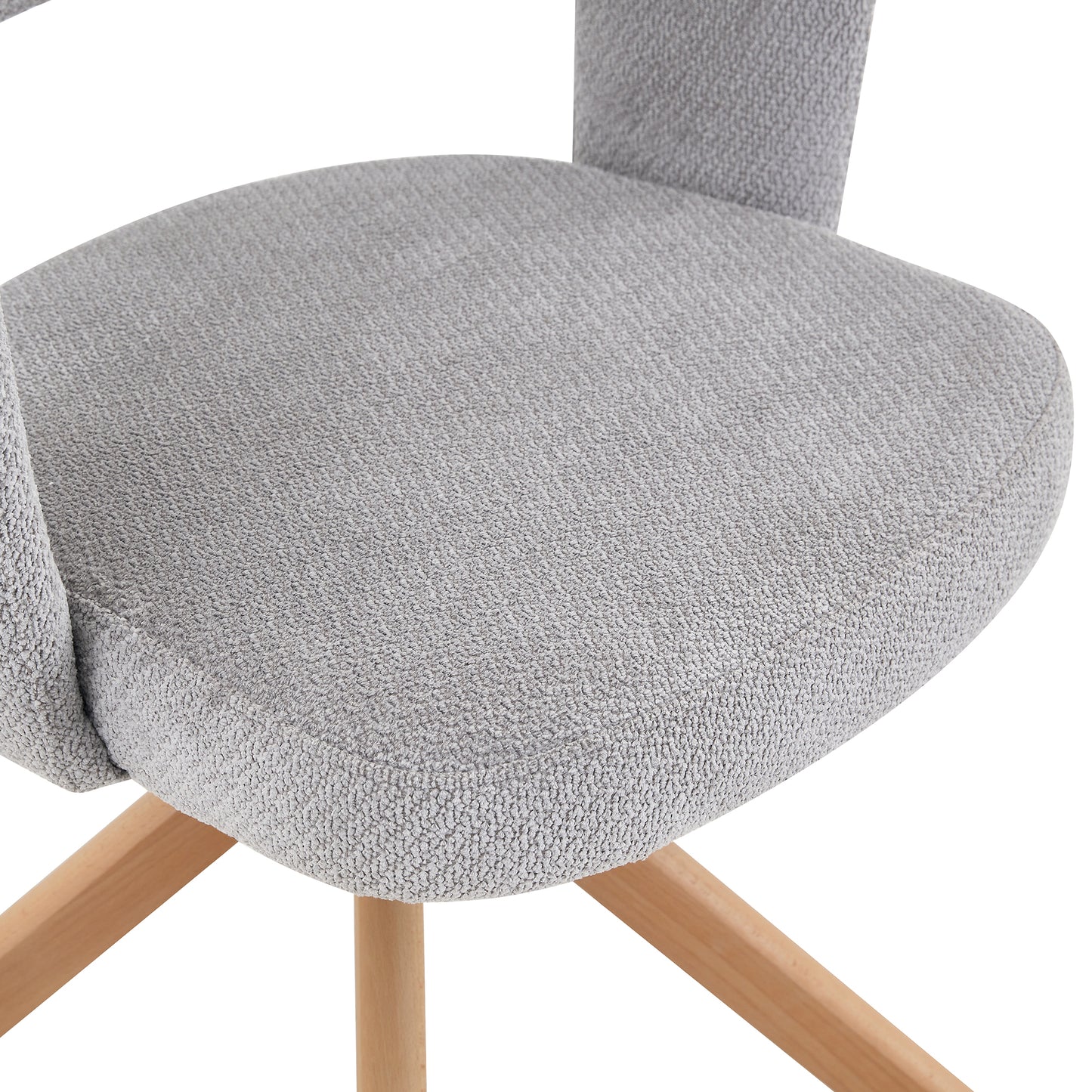 2er-Set Retro-Luxus-Drehstühle Esszimmerstühle aus Strukturstoff Grau mit Massivholzbeinen 360 Grad drehbar gepolstert mit Rückenlehne Höhe 81,5 cm