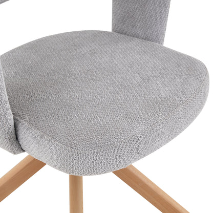 2er-Set Retro-Luxus-Drehstühle Esszimmerstühle aus Strukturstoff Grau mit Massivholzbeinen 360 Grad drehbar gepolstert mit Rückenlehne Höhe 81,5 cm