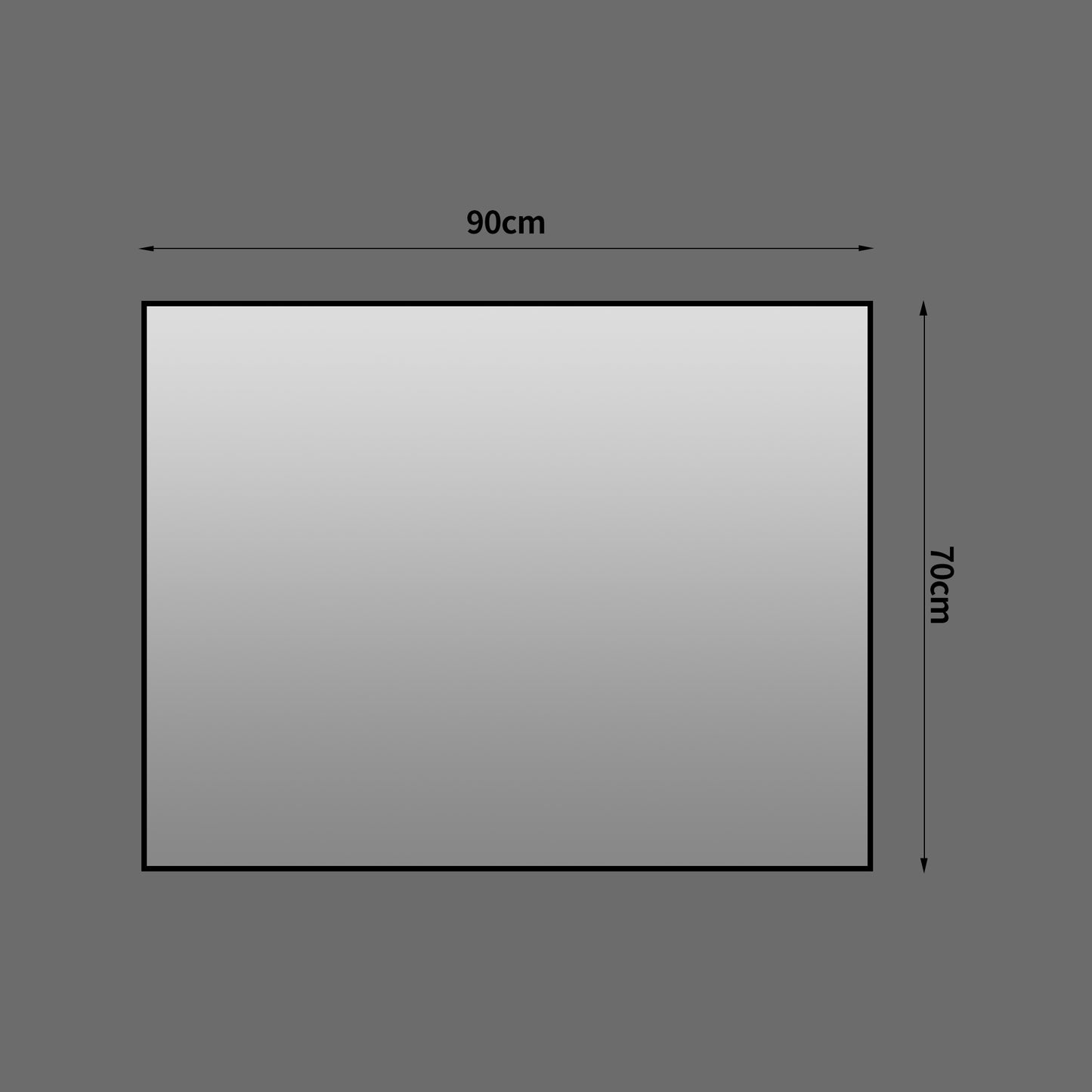 70x90 cm Badezimmerspiegel mit schwarzem Aluminiumrahmen, kupferfreier HD-Spiegel, horizontal & vertikal montierbar für Bad, Flur & Ankleidezimmer