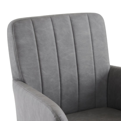 2er Set Esszimmerstühle mit vertikalen Streifen, Kunstleder, grau