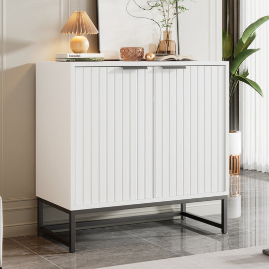 Moderne Sideboard Kommode mit 2 Türen in Vakuum-Formgebung, Standschrank Lagerung Schrank mit Metallgriffen und Rahmenbeinen, geeignet für Wohnzimmer, Flur und Esszimmer