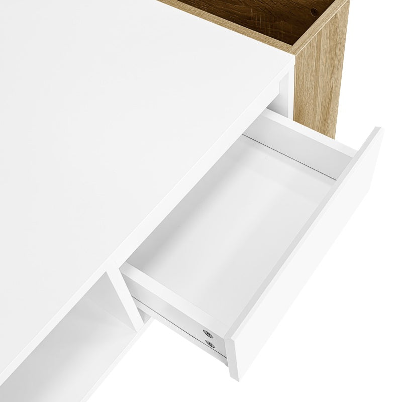 Moderner Couchtisch 105 x 60 x 40 cm - teilweise hochglanz, mit Schubladen und offenen Fächern