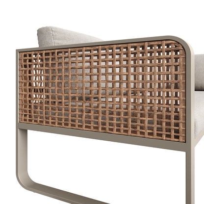 Garten-Lounge-Set, Rattan-Möbel-Set für 6-7 Personen, Ecksofa mit verzinktem Eisengestell, verstellbare Beine, inklusive aller Sitz- und Rückenkissen, beige