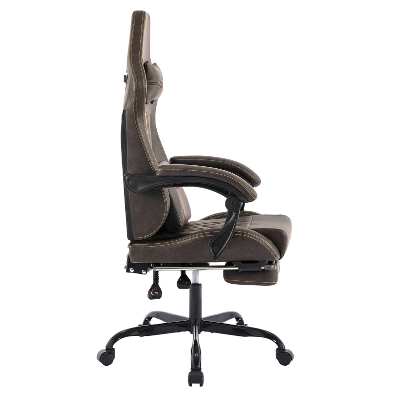 Gaming Stuhl Computerstuhl Ergonomischer Gaming Chair mit Fußstütze Bürostuhl Ergonomischer Computerstuhl mit Lendenwirbelstütze Braun