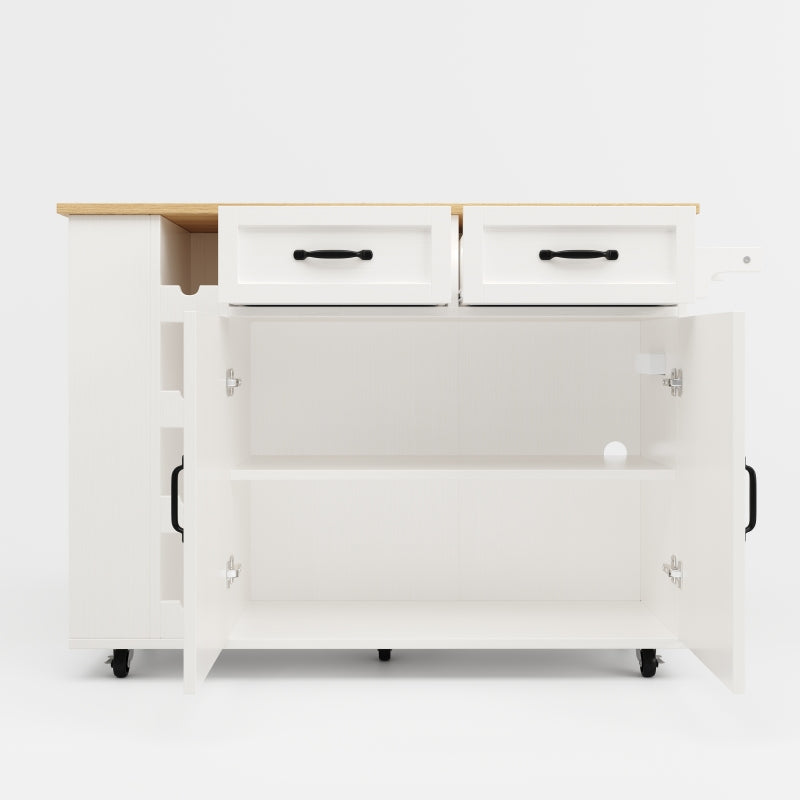 Kücheninsel, Küchenwagen mit Steckdosenleiste ausgestattet, Küchenschrank, Abnehmbare Servierwagen mit Weinregal,buffetschrank, Speisewagen mit Holzmaserung, buffetschrank, weiß