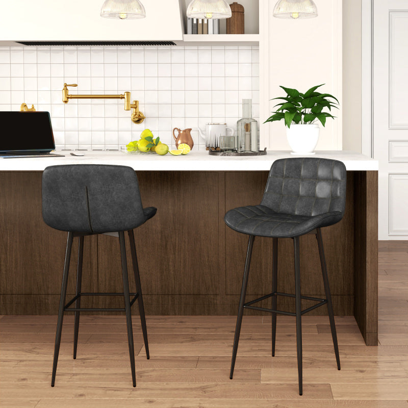 er-Set Barhocker, Bistrohocker mit Fußstütze, Drehbar Barstuhl, Küchenstuhl mit Rückenlehne für Wohnzimmer, Esszimmer, Dunkelgrau