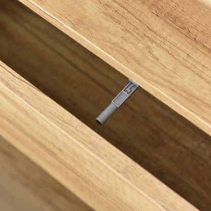 Sideboard, Moderner Kommode, Schrank 140cm, Hochglanz-Weiß und Holzfarbe, Mehrfarbige LED-Lichteffekte. Stilvolle Aufbewahrungslösung (Teilweise glänzende Oberfläche)