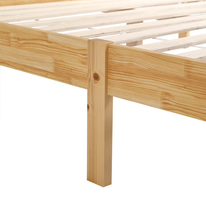 Doppelbett, Rattanbett, Jugendbett Erwachsenenbett 160X200cm, Rattannetzkissen, mit 15 Latten und Mittelfüße, Kiefer + PE-Rattan, Natur