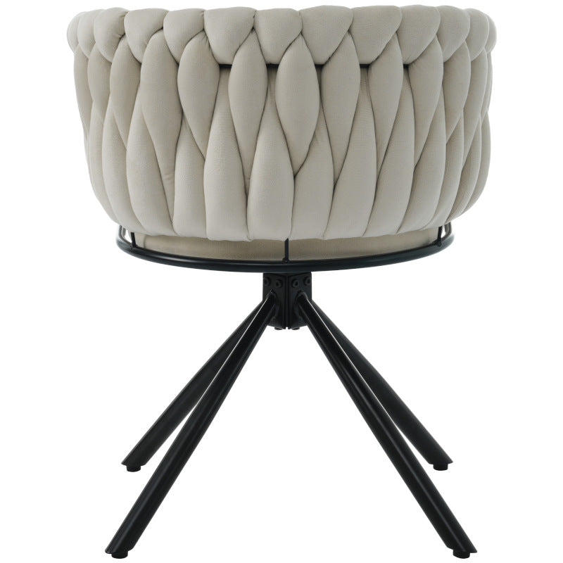 Samt-Esszimmerstuhl, 2er set, Freizeit-Drehstuhl mit vier Stützbeinen aus Metall, Beige