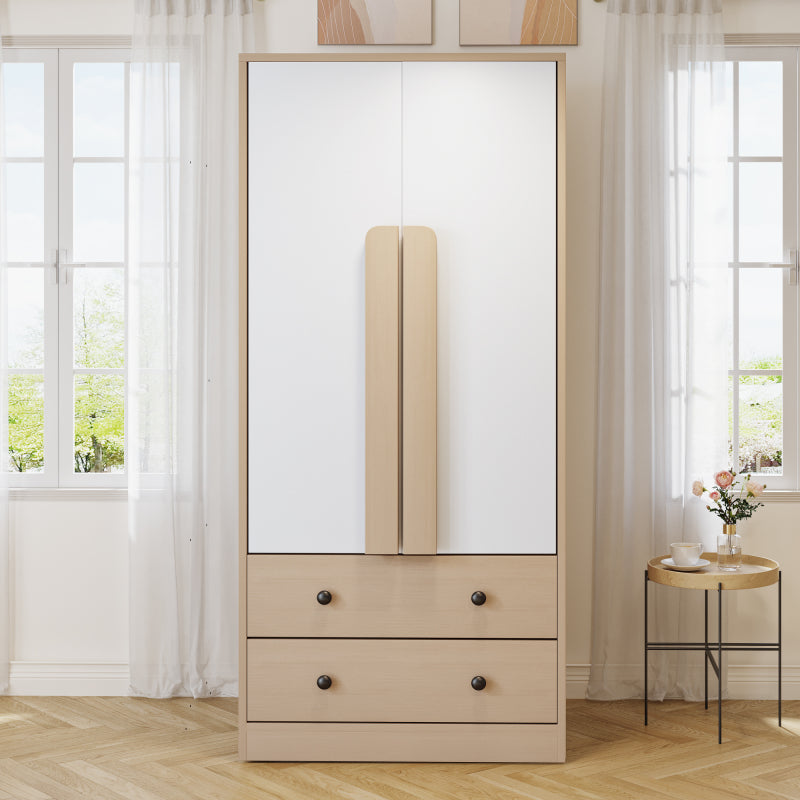 Kleiderschrank 70*40*170cm, Doppeltüren-Design, mit Schubladen und Ablagefächern, holzfarbe+weiß