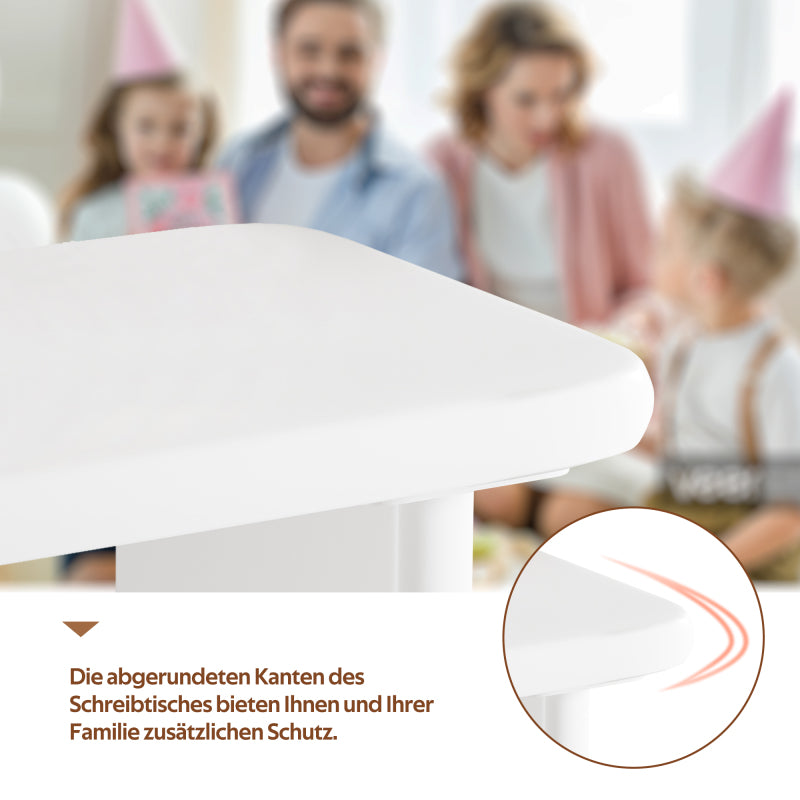 Moderner Schreibtisch 117×50×74 cm– weißer Voll-Lackierung,Wolkenform, 3 Schubladen, verdickte Tischplatte und Beine, abgerundete Kurven