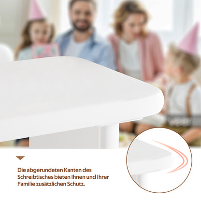 Moderner Schreibtisch 117×50×74 cm– weißer Voll-Lackierung,Wolkenform, 3 Schubladen, verdickte Tischplatte und Beine, abgerundete Kurven