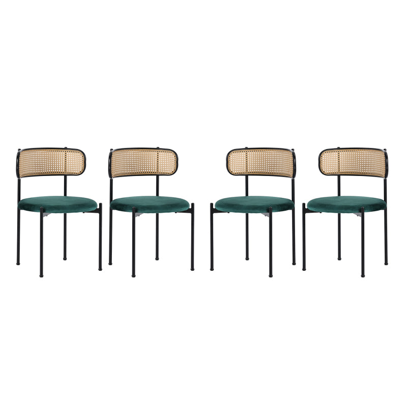 Esstisch und Stuhl-Set, 5er set, 4 Samt-Esszimmerstühle & 1 rechteckiger Esstisch, Grau + Grün+Schwarz