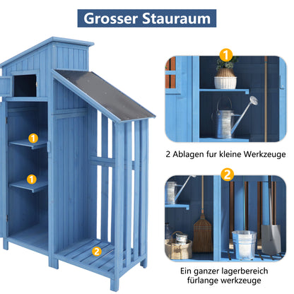 Gerätehaus Gartenschrank Geräteschuppen Geräteschrank, BxT: 124x46 cm,BxTxH:124x46x174cm, auch für kleine Gärten geeignet, Blau, (Holzhütte, 1 St., Gartenhaus)