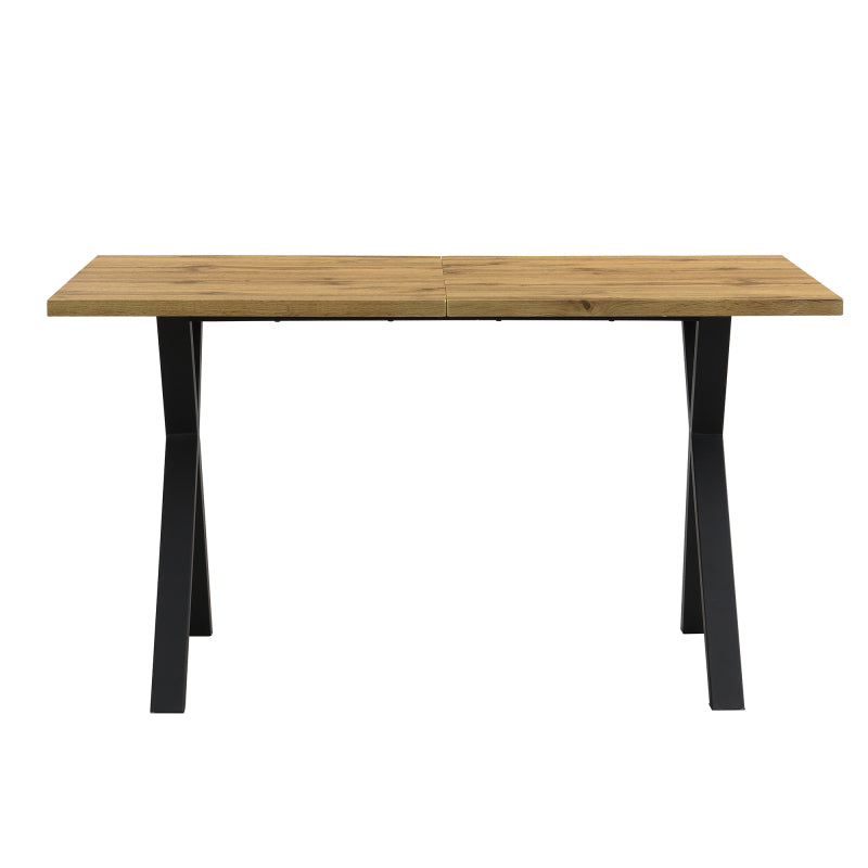 Design mit gekreuzten Beinen, rechteckiger Esstisch, Eiche+schwarz
