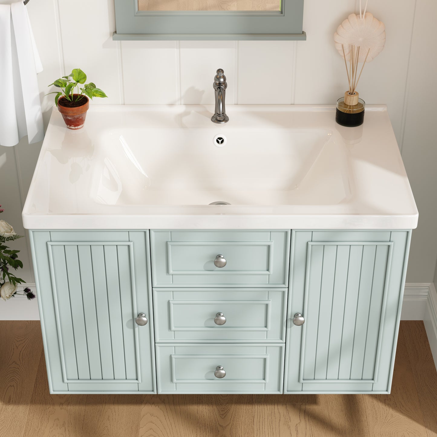 Badezimmerschrank mit waschbecken,Grün