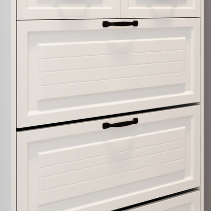 Weißer Schuhschrank mit Aufhänger, 3 Türen 2 Schubladen