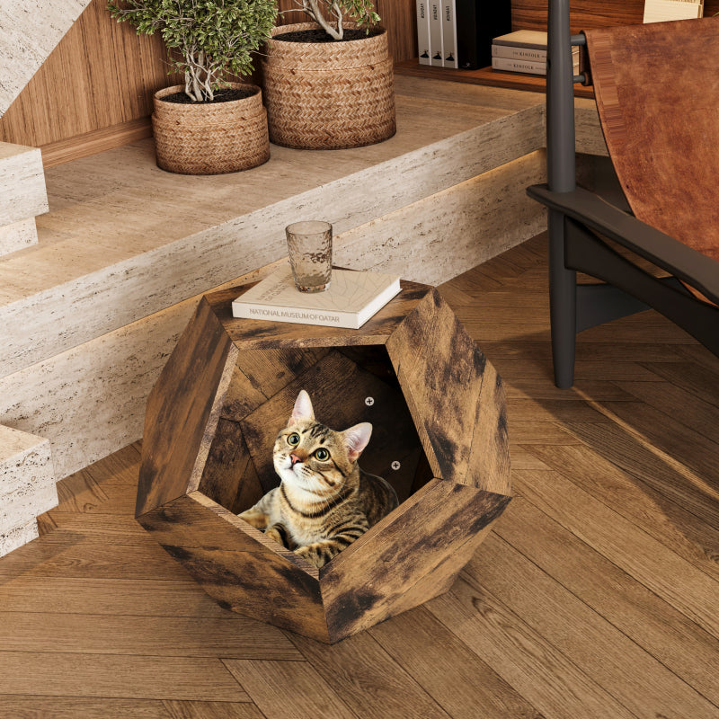 66CM Modern Pet Furniture Cat Carrier Side Table MDF Multi-Purpose Furniture Antique Wood Color