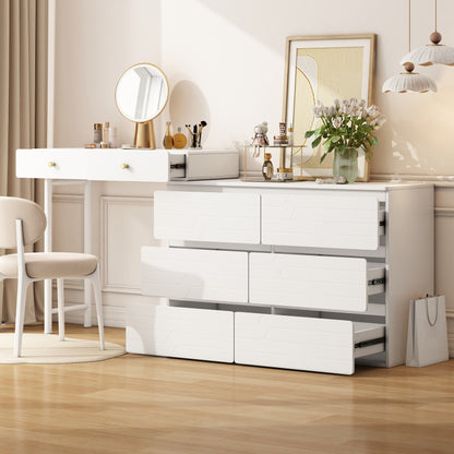 Moderner Nachttisch, vergoldete Griffe, Wellenmuster, 2er-Set, mit 2 Schubladen, lackiert, Ecken mit stoßfestem Design, 39,5 B*40 T*50 H cm, Weiß